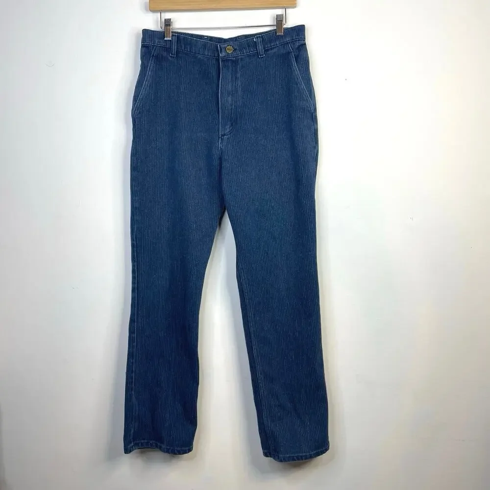 Vintage Wrangler Pinstripe Denim Trouser Jeans High Waist Straight Leg misses 18